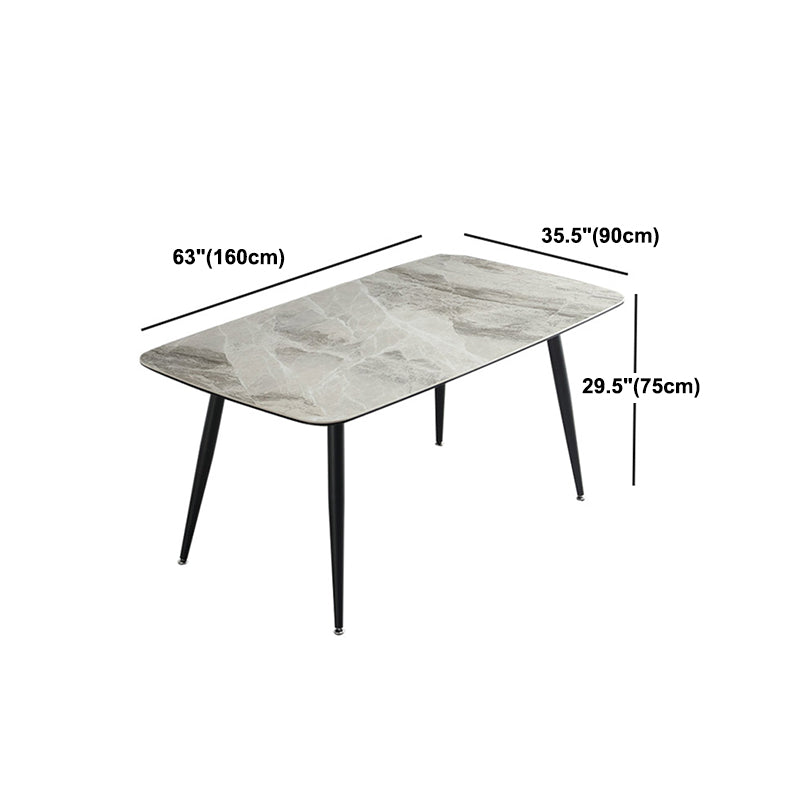 Rectangle 4-foot Dinner Table Modern Style Stone Dining Room Collection for Home