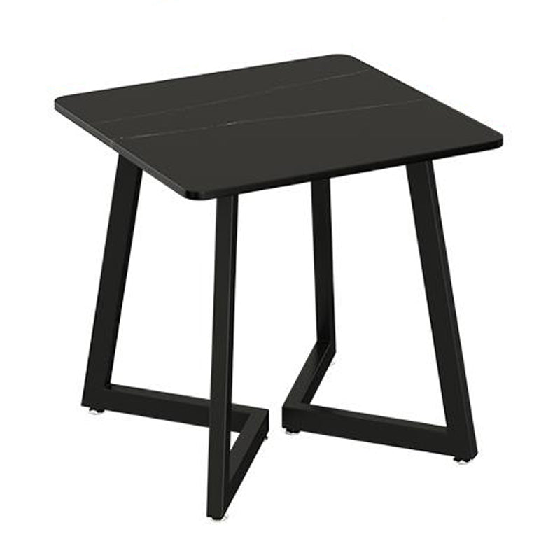 Sintered Stone Dining Table Black Industrial Style Dining Table with Metal Base