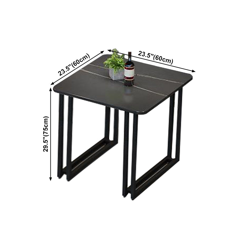 Sintered Stone Dining Table Black Industrial Style Dining Table with Metal Base