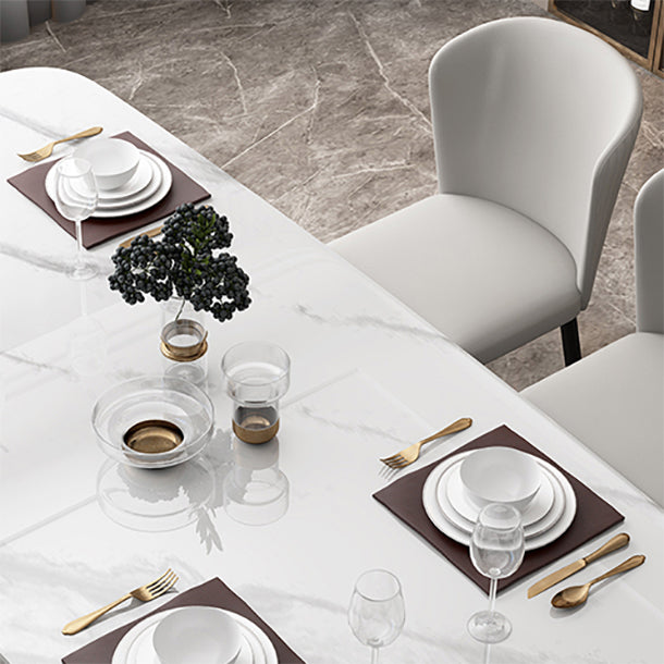 Luxury Sintered Stone Top Table Rectangle Table with Trestle Base in Gold