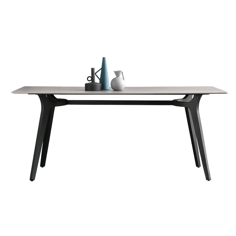 Industrial Sintered Stone Grey Table for Restaurant Rectangle Dining Table with 4 Legs