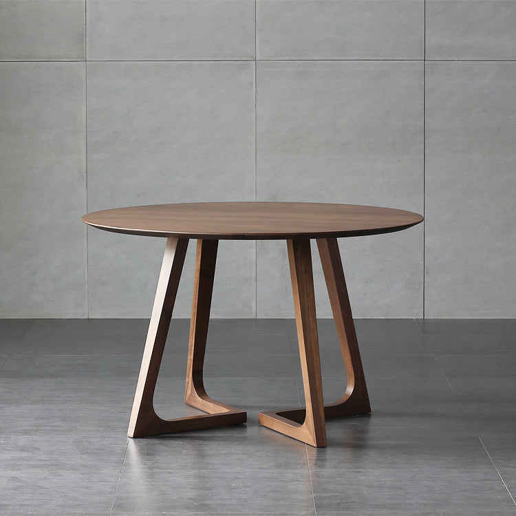Table à manger ronde à Double piédestal, décontractée, couleur bois, fixe, en bois massif de pin
