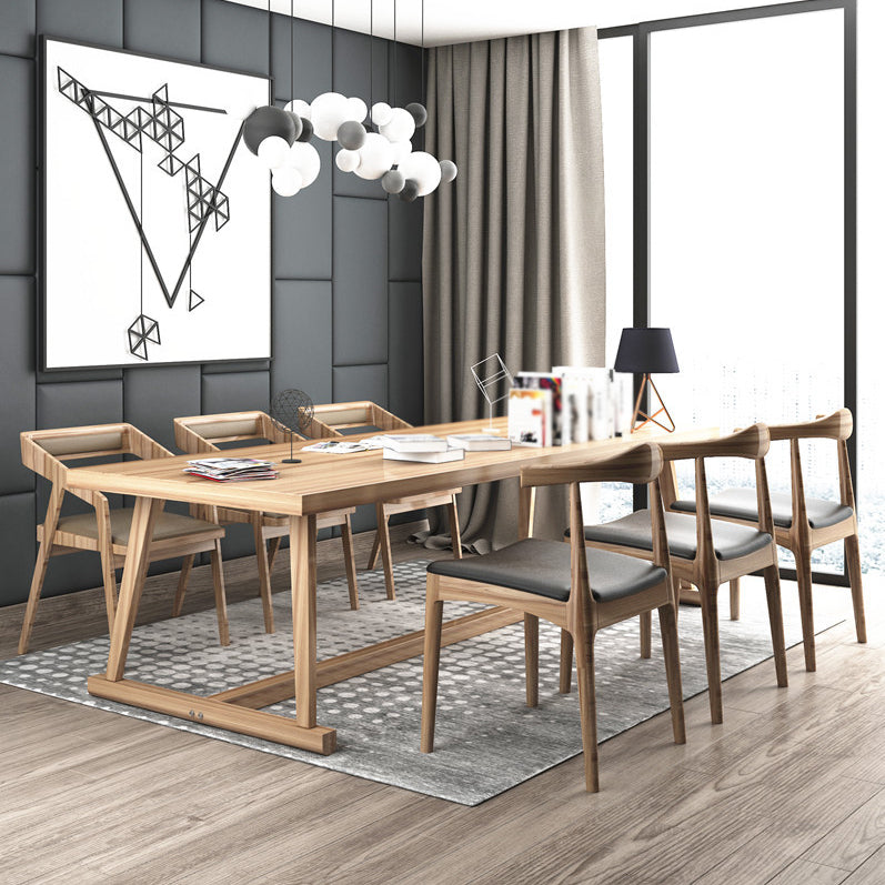 Modern Solid Wood Table for Restaurant Rectangle Dining Table with Trestle Base
