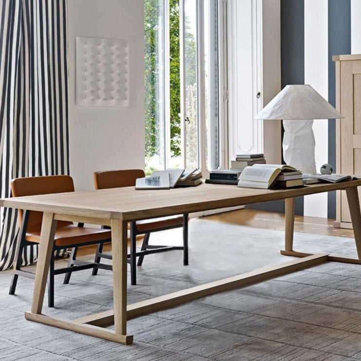 Modern Solid Wood Table for Restaurant Rectangle Dining Table with Trestle Base