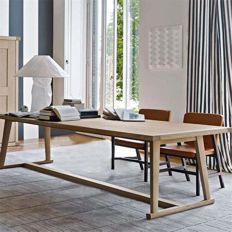 Modern Solid Wood Table for Restaurant Rectangle Dining Table with Trestle Base