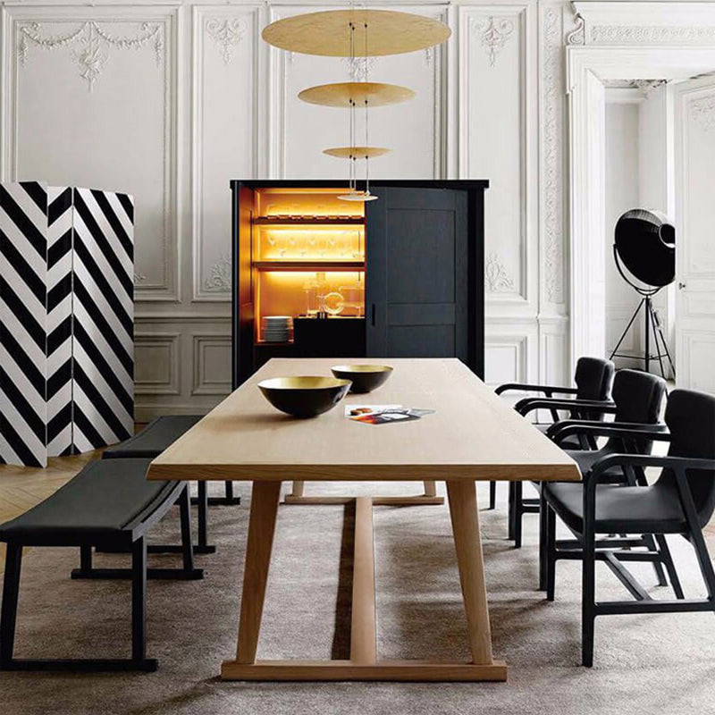 Modern Solid Wood Table for Restaurant Rectangle Dining Table with Trestle Base