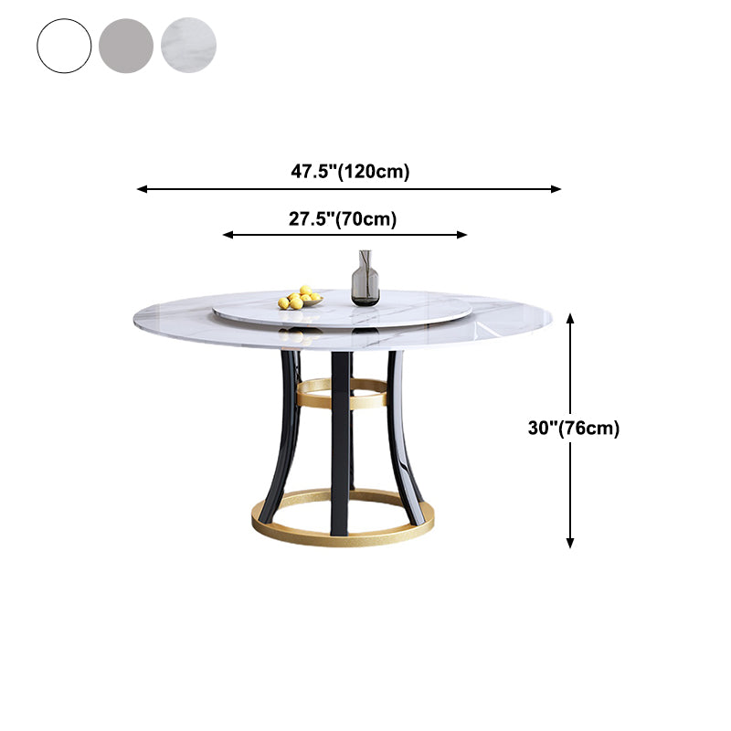 Mesa redonda de piedra contemporánea, mesa de comedor de altura estándar con base de pedestal