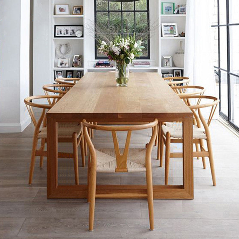 Rectangle Solid Wood Table with Double Pedestal Modern Dining Table for Restaurant