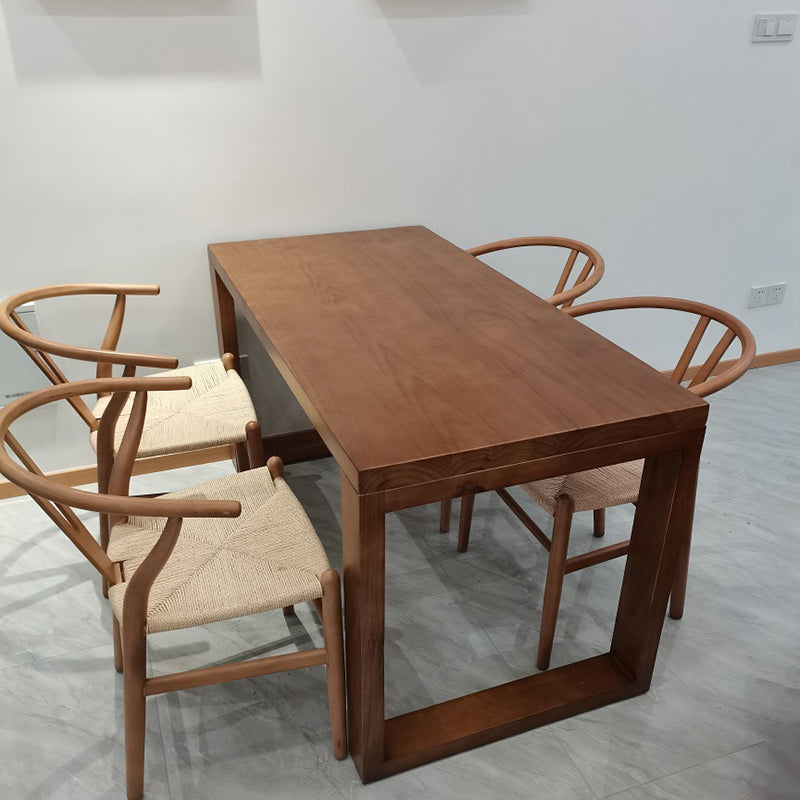 Rectangle Solid Wood Table with Double Pedestal Modern Dining Table for Restaurant