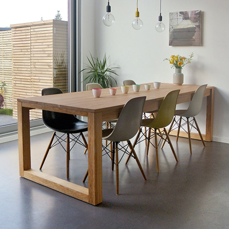 Rectangle Solid Wood Table with Double Pedestal Modern Dining Table for Restaurant