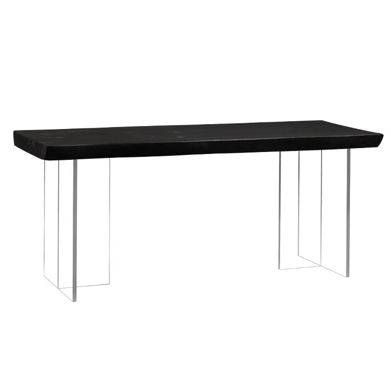 Pine Solid Wood Dining Room Collection Modern Rectangle with Acrylic Double Pedestal Table