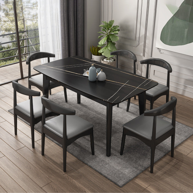 Stone Rectangle Dining Table Mid-Century Modern Dining Table with 4 Legs