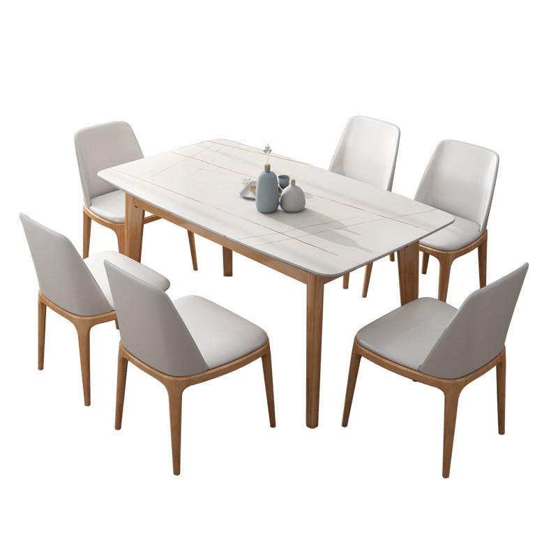 Stone Rectangle Dining Table Mid-Century Modern Dining Table with 4 Legs