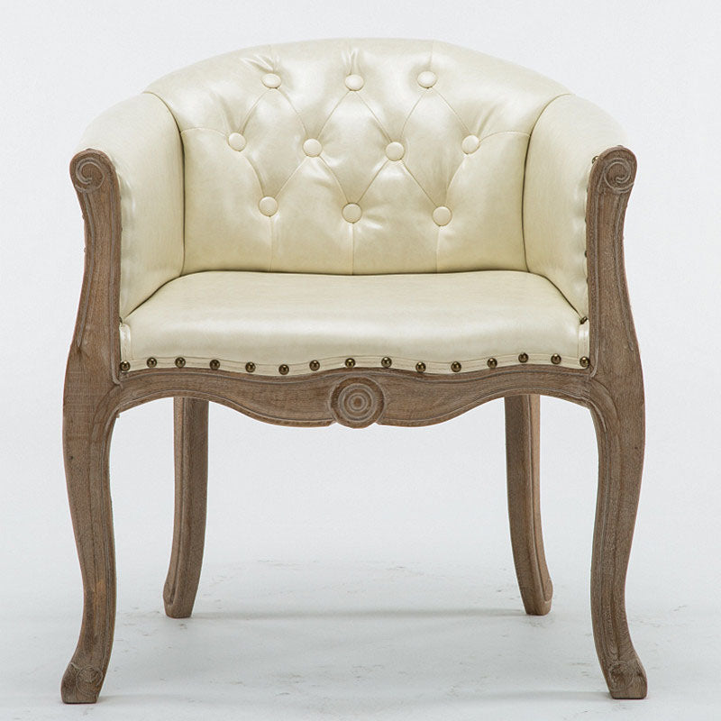 Farmhouse Home Solid Back Arm Chair Leather Matte Finish Dining Chair