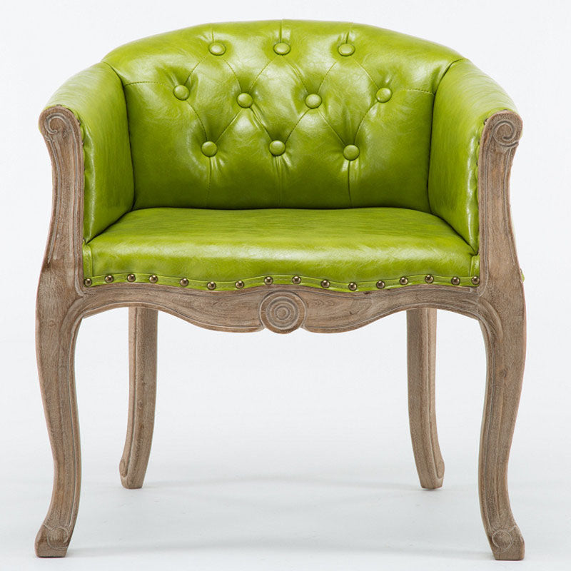 Farmhouse Home Solid Back Arm Chair Leather Matte Finish Dining Chair
