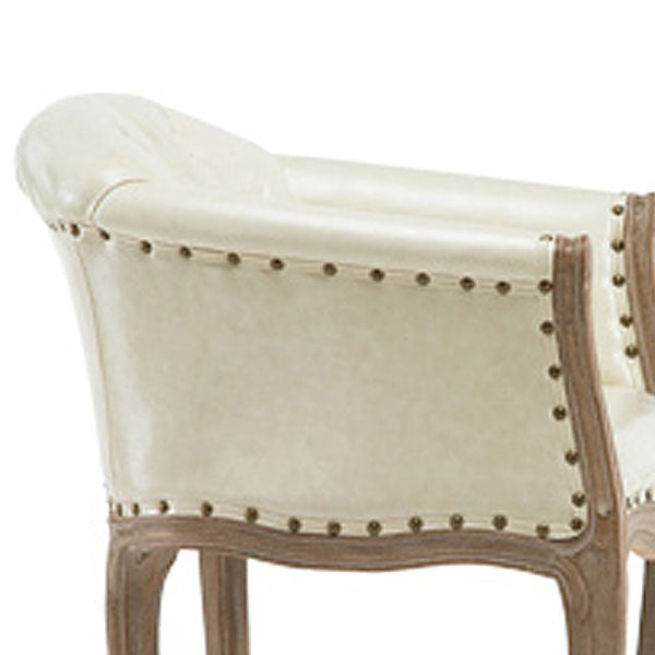 Farmhouse Home Solid Back Arm Chair Leather Matte Finish Dining Chair