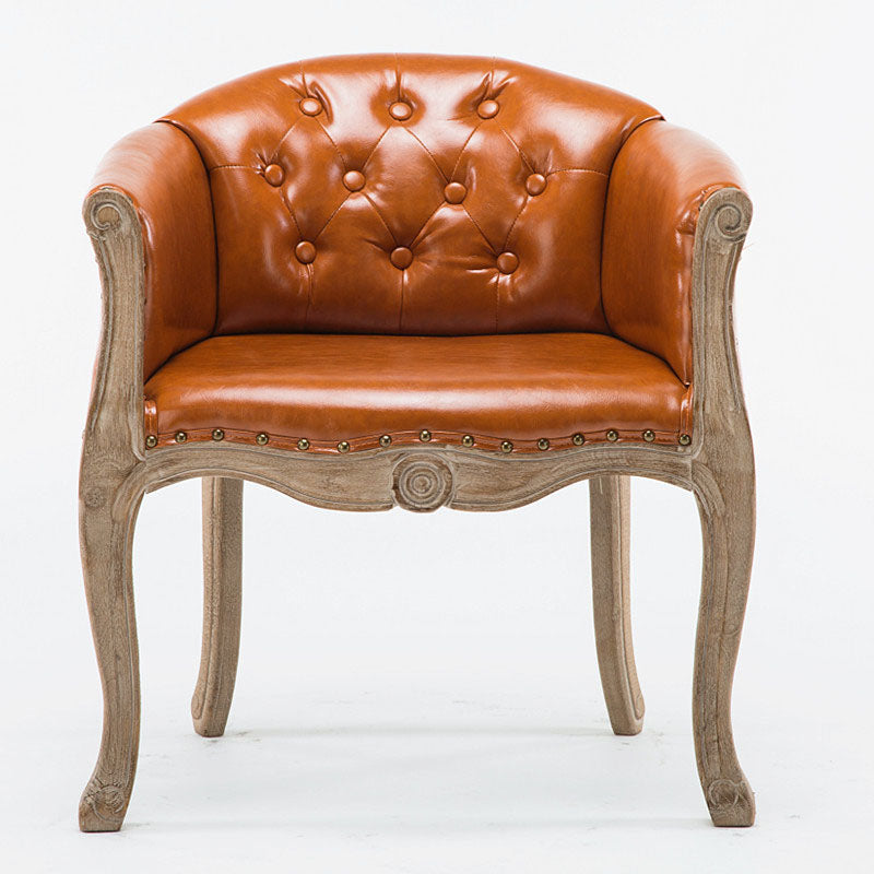 Farmhouse Home Solid Back Arm Chair Leather Matte Finish Dining Chair