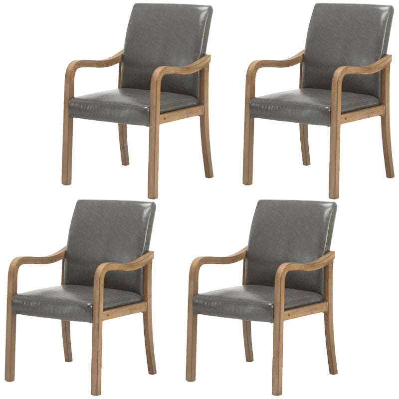 Farmhouse Upholstered Home Arm Chair Solid Back Matte Finish Dining Chair