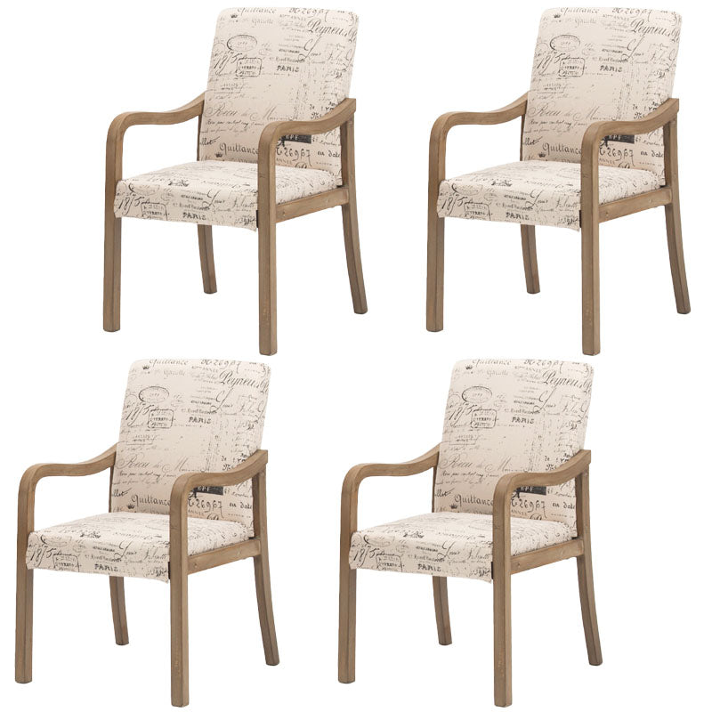 Farmhouse Upholstered Home Arm Chair Solid Back Matte Finish Dining Chair