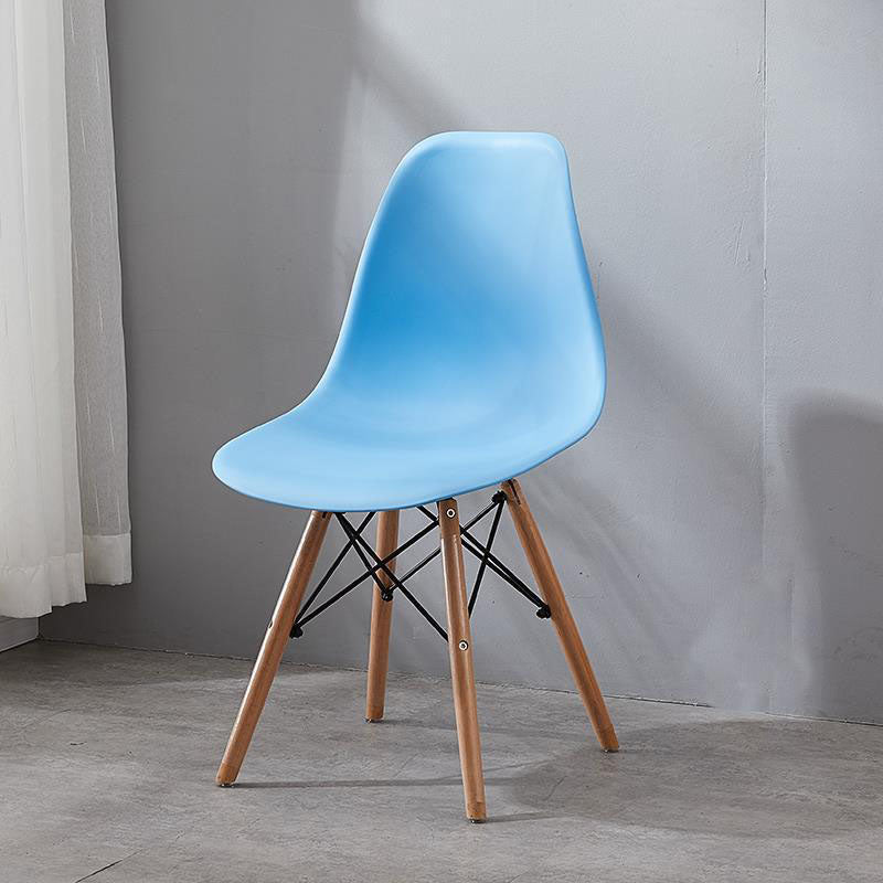 Scandinavian Wood Indoor-Outdoor Side Chair Solid Back Chair