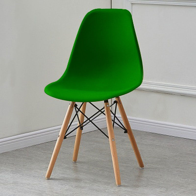 Scandinavian Wood Indoor-Outdoor Side Chair Solid Back Chair