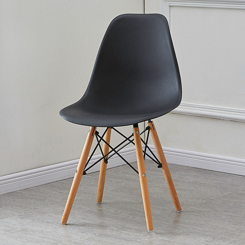 Scandinavian Wood Indoor-Outdoor Side Chair Solid Back Chair