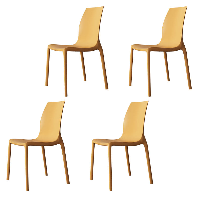 Contemporary Style Stackable Chairs Dining Armless Chair with Plastic Legs for Kitchen