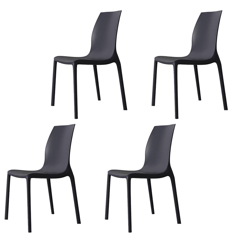 Contemporary Style Stackable Chairs Dining Armless Chair with Plastic Legs for Kitchen