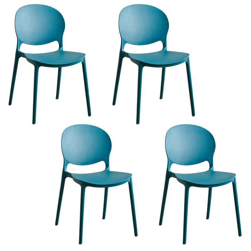 Contemporary Style Stackable Chairs Dining Open Back Armless Chair with Plastic Legs