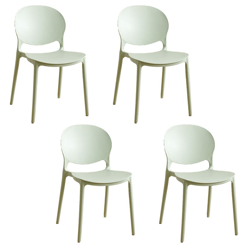 Contemporary Style Stackable Chairs Dining Open Back Armless Chair with Plastic Legs