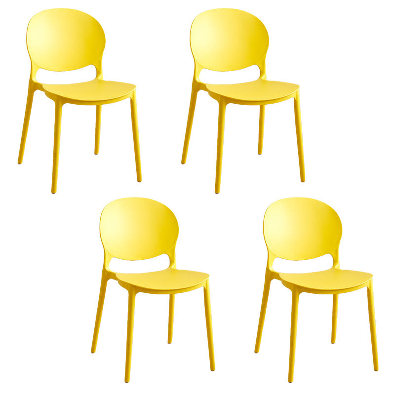 Contemporary Style Stackable Chairs Dining Open Back Armless Chair with Plastic Legs