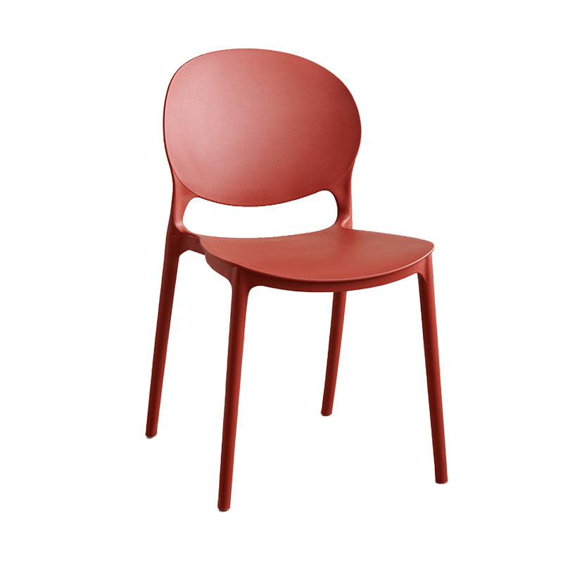 Contemporary Style Stackable Chairs Dining Open Back Armless Chair with Plastic Legs