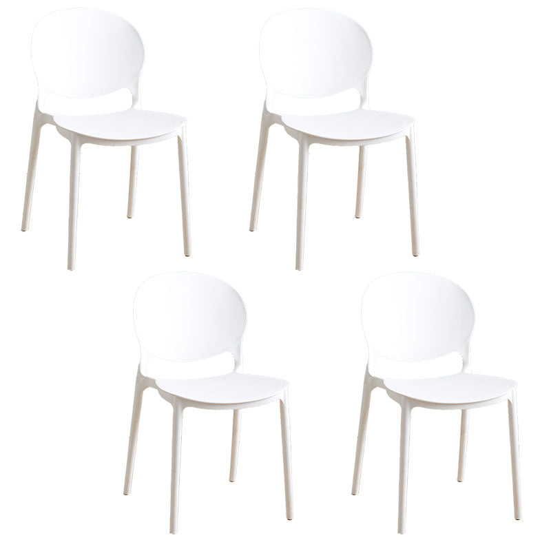 Contemporary Style Stackable Chairs Dining Open Back Armless Chair with Plastic Legs