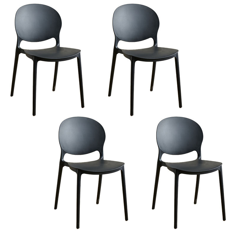 Contemporary Style Stackable Chairs Dining Open Back Armless Chair with Plastic Legs