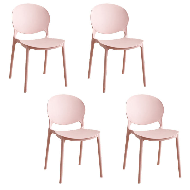 Contemporary Style Stackable Chairs Dining Open Back Armless Chair with Plastic Legs