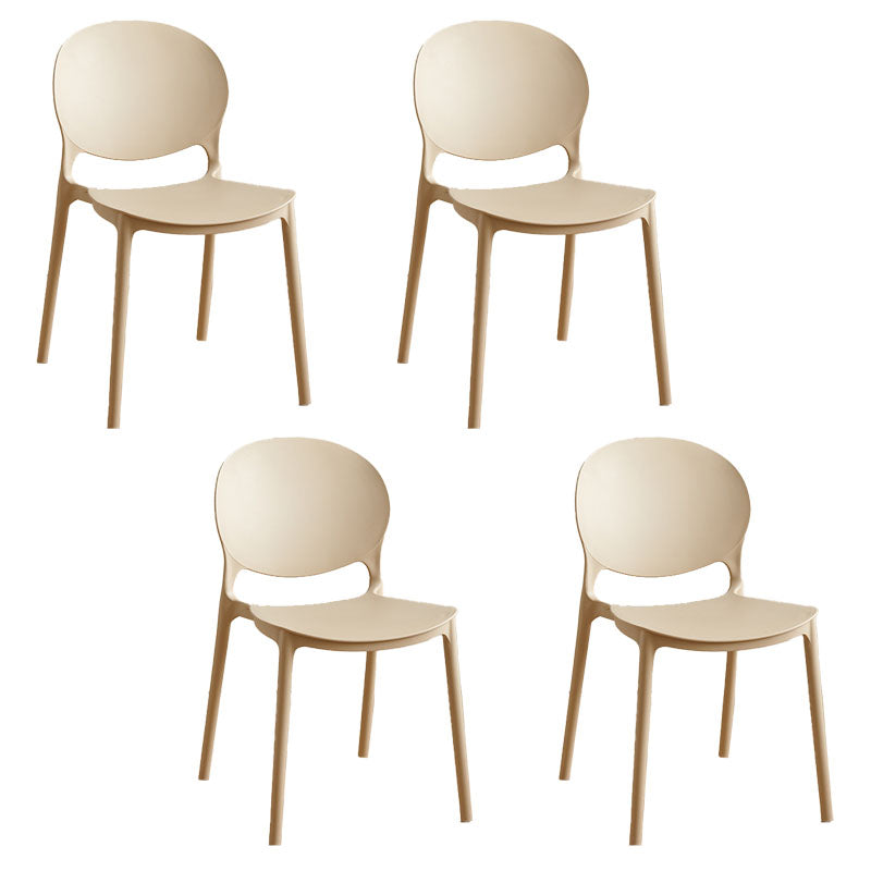 Contemporary Style Stackable Chairs Dining Open Back Armless Chair with Plastic Legs