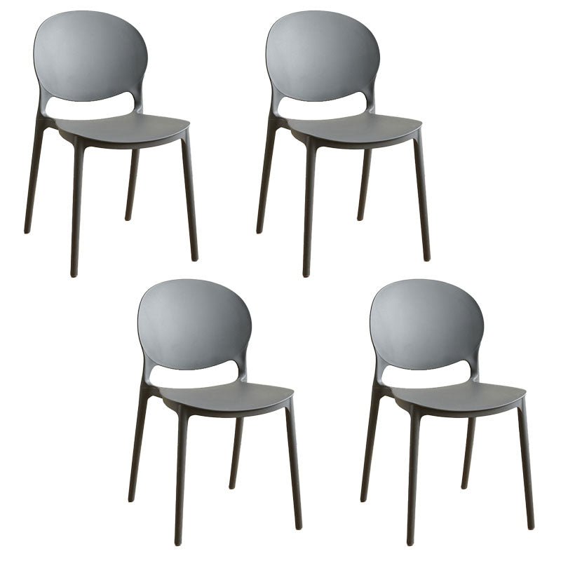 Contemporary Style Stackable Chairs Dining Open Back Armless Chair with Plastic Legs