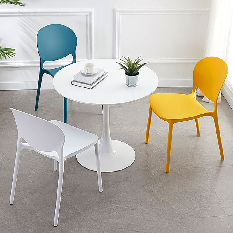 Contemporary Style Stackable Chairs Dining Open Back Armless Chair with Plastic Legs