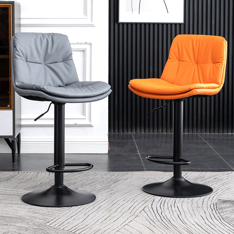 Contemporary Leather Swivel Barstool Indoor Bar Stool with Low Back