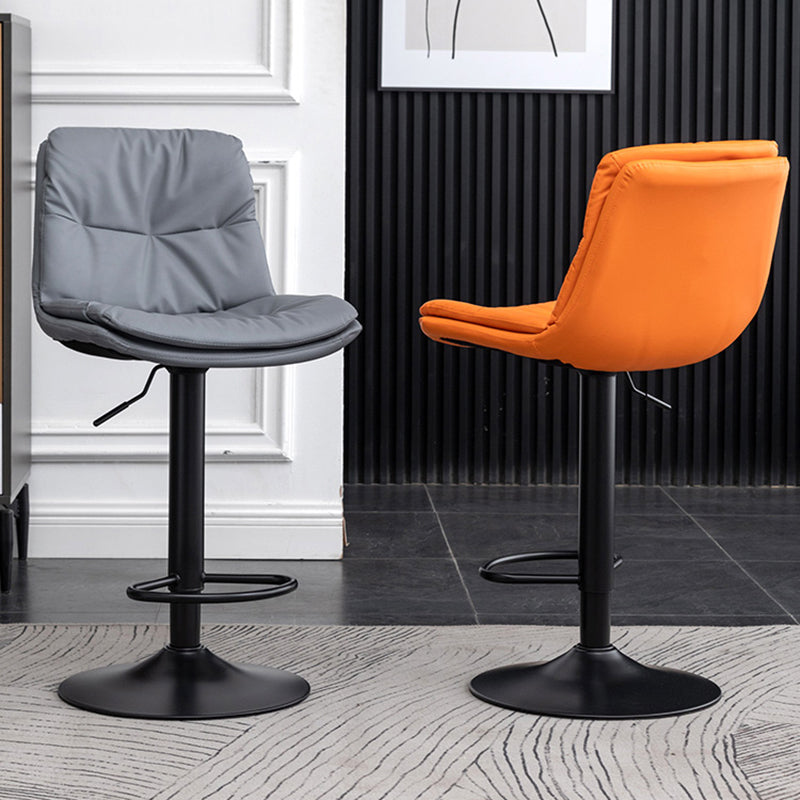 Contemporary Leather Swivel Barstool Indoor Bar Stool with Low Back