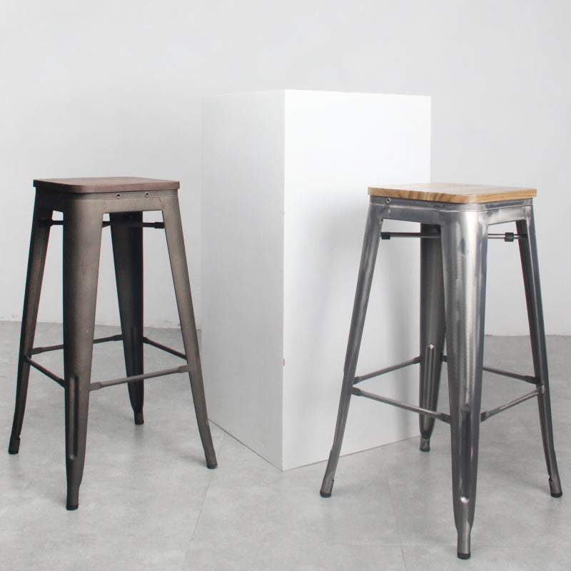 Industrial Style Metal Bar-stool with Square Iron Seat Counter Stool Kitchen Bar Bar-stool