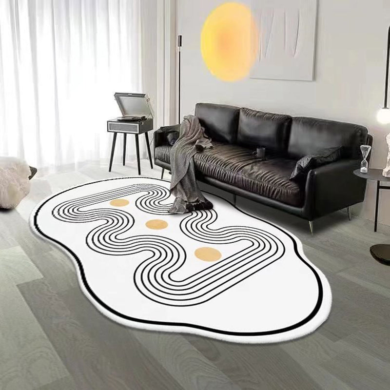 White Color Piece Rug Polyester Area Rug Stain Resistant Rug for Living Room
