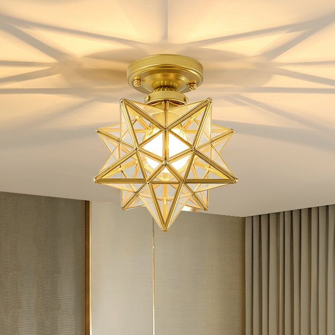 Lámpara de techo geométrica Cobre moderno 1 Montaje de alambre de luz con agujero 2-3.5 '' Dia para el pasillo