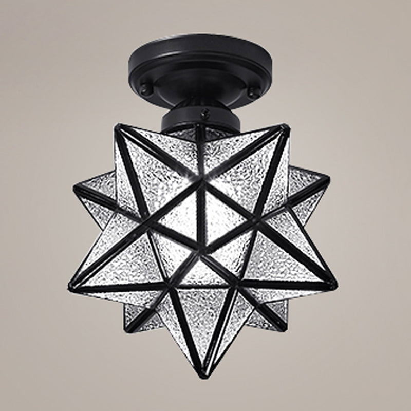 Geometric Ceiling Lamp Modern Copper 1 Light Flush Mount with Hole 2-3.5'' Dia for Aisle