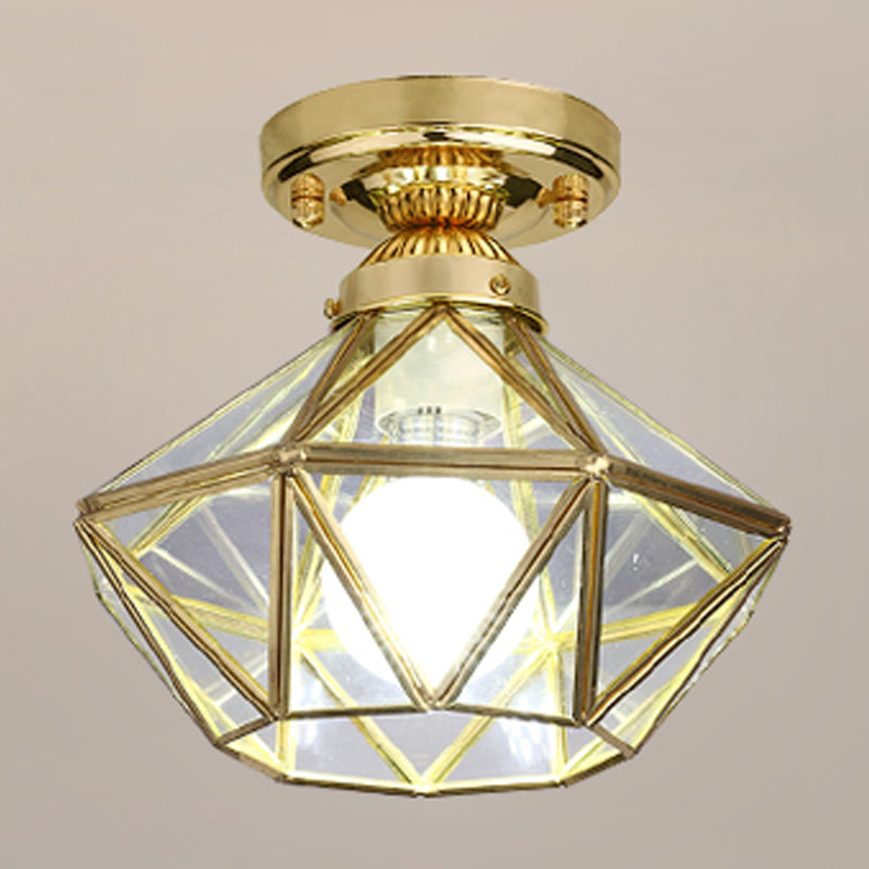 Lámpara de techo geométrica Cobre moderno 1 Montaje de alambre de luz con agujero 2-3.5 '' Dia para el pasillo