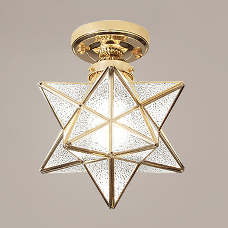 Geometric Ceiling Lamp Modern Copper 1 Light Flush Mount with Hole 2-3.5'' Dia for Aisle