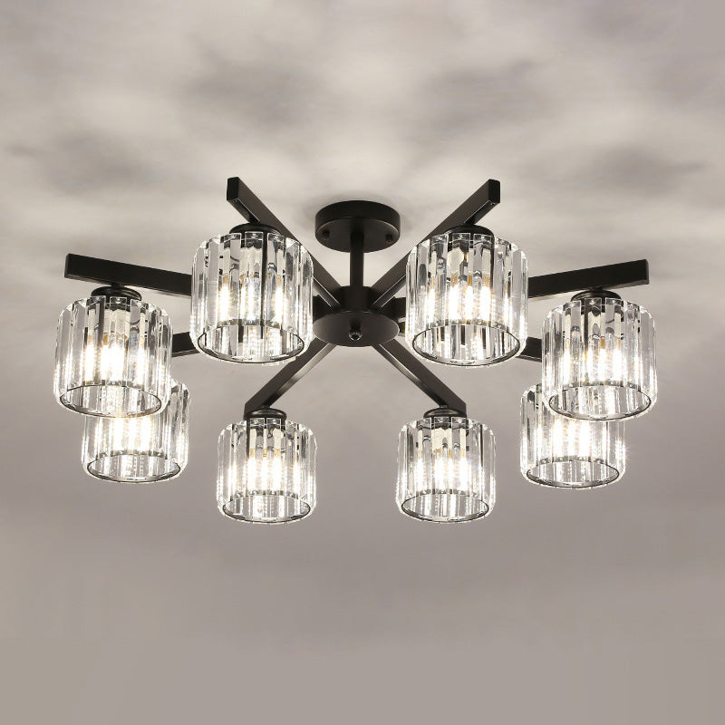 Luz de lámpara de descarga de cilindro contemporánea Luz de techo de alza de cristal para sala de estar