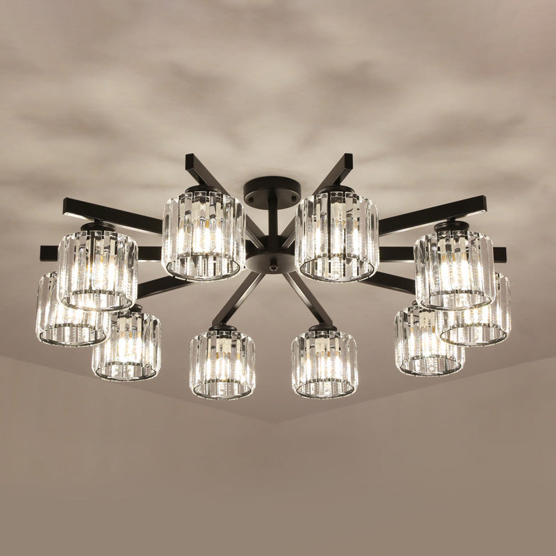 Luz de lámpara de descarga de cilindro contemporánea Luz de techo de alza de cristal para sala de estar