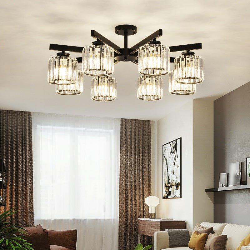 Luz de lámpara de descarga de cilindro contemporánea Luz de techo de alza de cristal para sala de estar