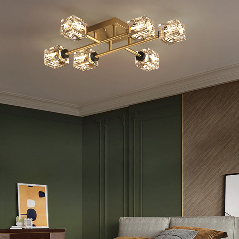 Cubo contemporáneo Flush Lighting Lighting de montaje de altura de cristal para sala de estar